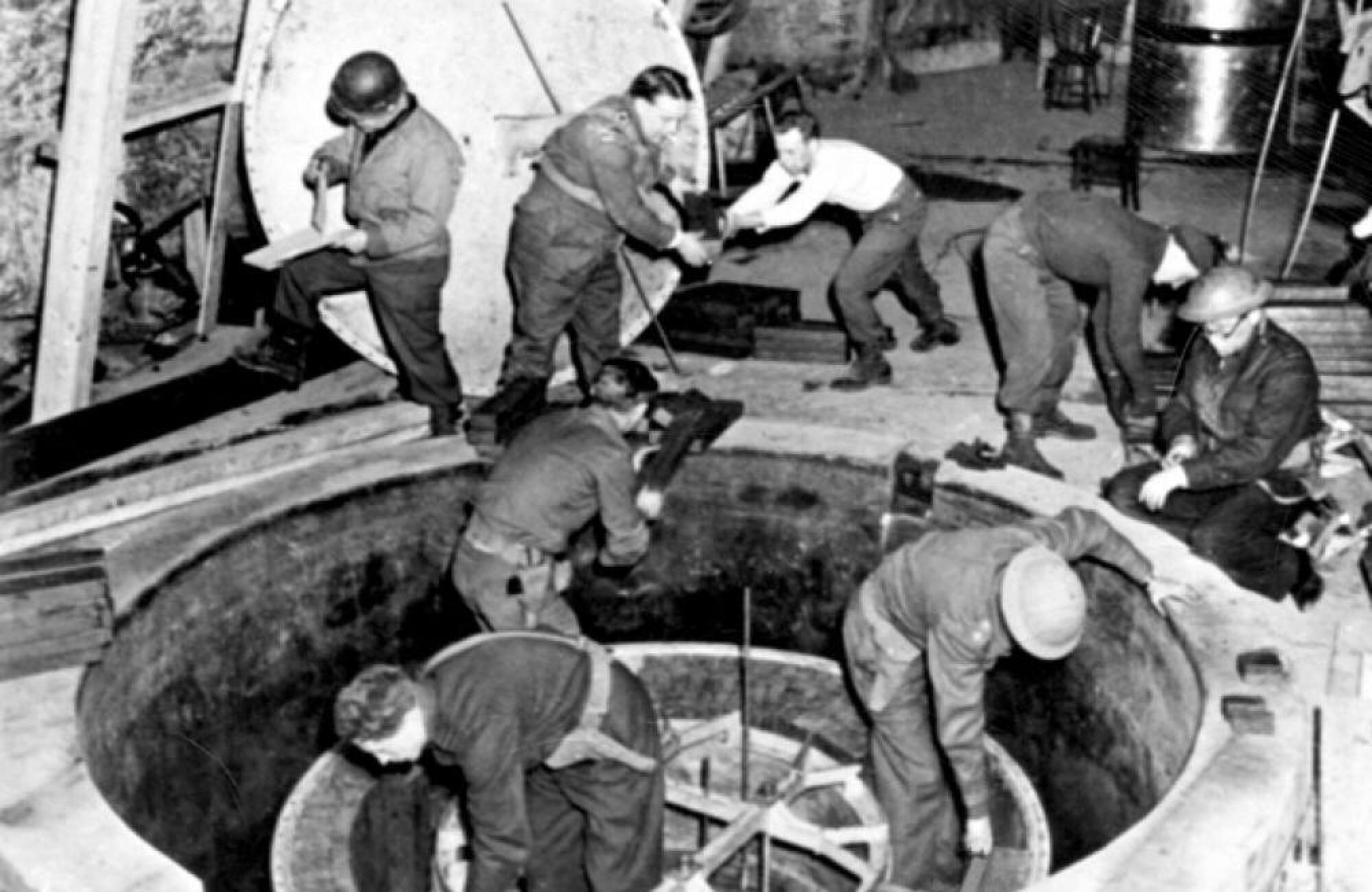 In 1945, the U.S. and British took apart the German experimental nuclear reactor.