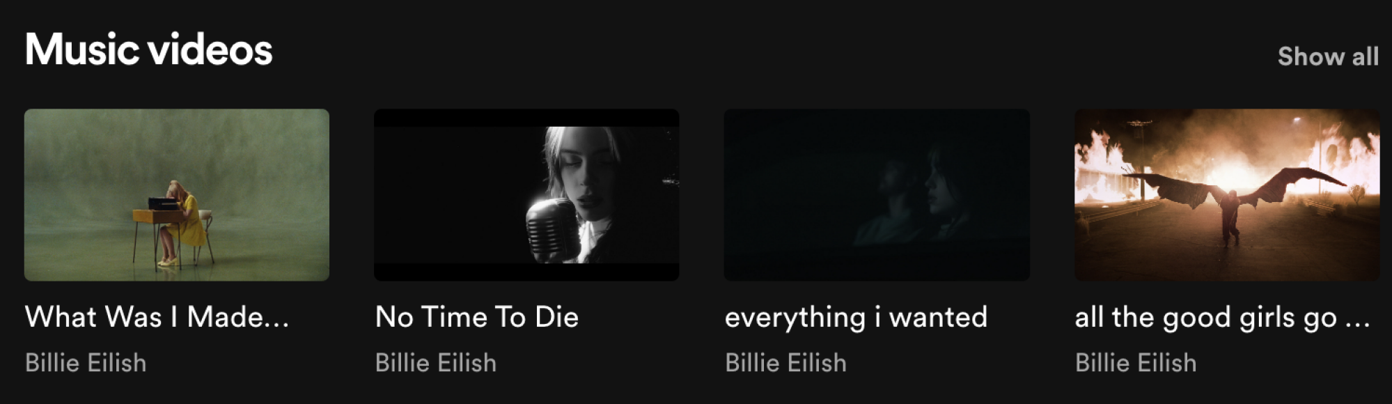 A screenshot showing Billie Eilish