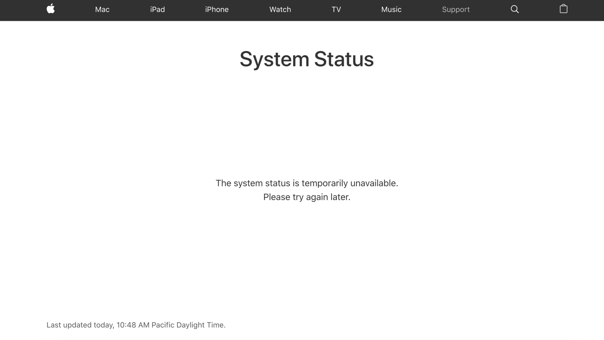 Apple status page, itself experiencing problems.