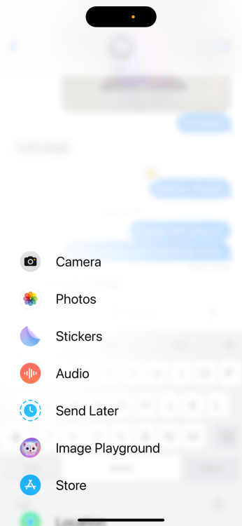 Image Playground in a menu of other options on iPhone