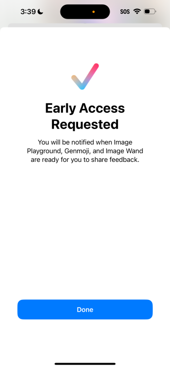 Early access requested message